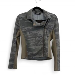 Blue B Camouflage Cropped Moto Jacket